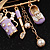 Stylish Lavender/ White Enamel, Clear Crystal Golfer Set Brooch In Gold Tone - 75mm Tall - view 4