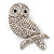 'Wise Owl' Clear Crystal Brooch (Silver Tone Metal) - view 7