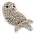 'Wise Owl' Clear Crystal Brooch (Silver Tone Metal) - view 6