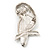 'Wise Owl' Clear Crystal Brooch (Silver Tone Metal) - view 5
