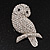 'Wise Owl' Clear Crystal Brooch (Silver Tone Metal) - view 2