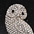 'Wise Owl' Clear Crystal Brooch (Silver Tone Metal) - view 4