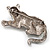 Swarovski Crystal Leopard Brooch (Silver Plated Finish) - view 6
