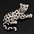 Swarovski Crystal Leopard Brooch (Silver Plated Finish)
