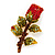 Exquisite Red Swarovski Crystal Rose Brooch (Gold Plated Metal) - 60mm Across - view 8