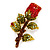 Exquisite Red Swarovski Crystal Rose Brooch (Gold Plated Metal) - 60mm Across