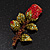 Exquisite Red Swarovski Crystal Rose Brooch (Gold Plated Metal) - 60mm Across - view 2