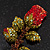 Exquisite Red Swarovski Crystal Rose Brooch (Gold Plated Metal) - 60mm Across - view 3