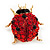 Red Swarovski Crystal Ladybug Brooch (Gold Tone Metal) - 30mm Length - view 4