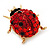 Red Swarovski Crystal Ladybug Brooch (Gold Tone Metal) - 30mm Length - view 8