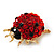 Red Swarovski Crystal Ladybug Brooch (Gold Tone Metal) - 30mm Length - view 9