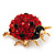 Red Swarovski Crystal Ladybug Brooch (Gold Tone Metal) - 30mm Length - view 10