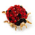 Red Swarovski Crystal Ladybug Brooch (Gold Tone Metal) - 30mm Length - view 3