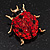 Red Swarovski Crystal Ladybug Brooch (Gold Tone Metal) - 30mm Length - view 5