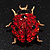 Red Swarovski Crystal Ladybug Brooch (Gold Tone Metal) - 30mm Length - view 2