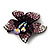 Stunning Purple Diamante Flower Brooch (Gun Metal Finish) - view 3