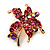 Tiny Pink Crystal Daisy Floral Pin In Gold Plated Metal - view 3