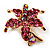 Tiny Pink Crystal Daisy Floral Pin In Gold Plated Metal - view 2