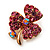 Tiny Pink Crystal Clover Pin Brooch (Gold Tone) - view 2