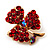 Tiny Red Crystal Clover Pin Brooch (Gold Tone) - view 2