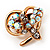 Tiny Clear & AB Crystal Heart Pin In Gold Plated Metal - view 3