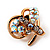Tiny Clear & AB Crystal Heart Pin In Gold Plated Metal - view 4