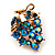 Tiny Grape-Design Teal Green Crystal Pin Brooch (Gold Tone) - view 2