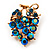 Tiny Grape-Design Teal Green Crystal Pin Brooch (Gold Tone) - view 4