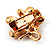 Tiny Pink Crystal Clover Pin Brooch (Gold Tone) - view 3