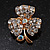 Tiny Clear Crystal Clover Pin Brooch (Gold Tone) - view 2