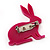 Magenta Acrylic Bunny Brooch - view 2
