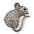 Small Crystal Mouse Pin In Rhodium Plated Metal - 25mm - view 2