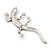 Large Diamante Black Enamel Lizard Brooch In Rhodium Plated Metal - 11cm Length - view 5