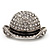 Clear Crystal Man 'Hat' Brooch In Rhodium Plated Metal - view 2