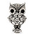 Antique Silver Metal Clear Crystal Owl Brooch - view 5