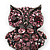 Gun Metal Purple Crystal Owl Brooch - view 2