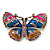 Multicoloured Enamel Butterfly Brooch (Rhodium Plated Metal) - view 1