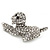 'Happy Puppy' Clear Crystal Brooch (Rhodium Plated Metal) - view 6