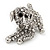 'Happy Puppy' Clear Crystal Brooch (Rhodium Plated Metal) - view 4
