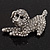 'Happy Puppy' Clear Crystal Brooch (Rhodium Plated Metal) - view 2