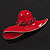 Red Enamel Crystal 'Hat' Brooch In Rhodium Plated Metal - view 4
