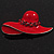 Red Enamel Crystal 'Hat' Brooch In Rhodium Plated Metal - view 5