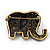 Antique Gold Metal Clear Crystal 'Fortunate Elephant' Brooch - view 3