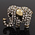 Antique Gold Metal Clear Crystal 'Fortunate Elephant' Brooch - view 4