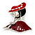 'Lady In The Hat' Red Enamel Brooch In Rhodium Plated Metal - view 3