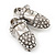 Rhodium Plated Crystal Shoes Brooch - view 3
