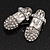 Rhodium Plated Crystal Shoes Brooch - view 2