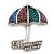 Rhodium Plated Multicoloured Umbrella Brooch - view 1