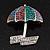 Rhodium Plated Multicoloured Umbrella Brooch - view 3