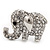 Rhodium Plated Clear Crystal 'Fortunate Elephant' Brooch - view 3